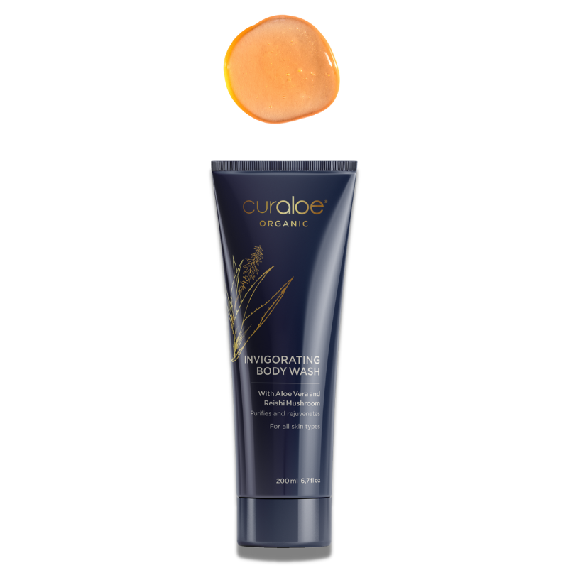 Curaloe Organic Invigorating Body Wash 200ml with 81% Aloe Vera and Reishi Mushroom